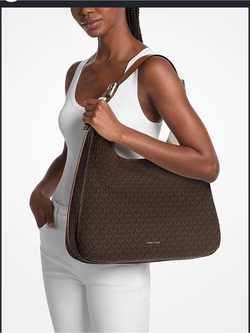 Michael Kors Chocolate Brown Signature Hobo Shoulder Bag